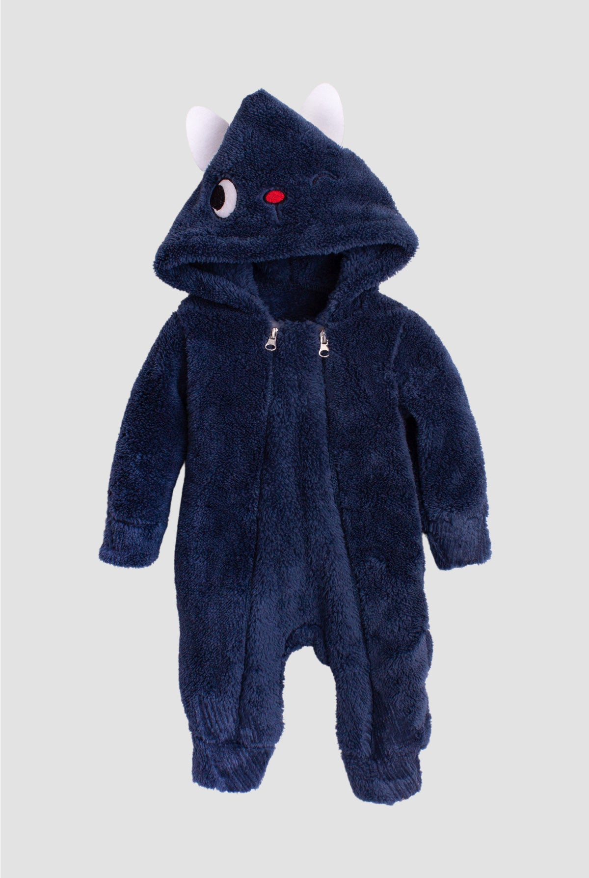 Unisex Bebek Kedi Figürlü Fermuarlı Kapüşonlu Peluş Tulum 0 12 Ay